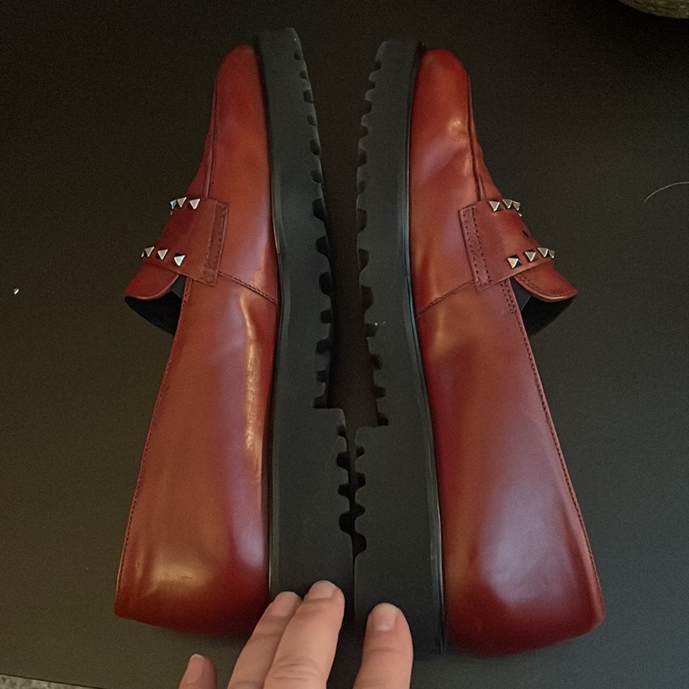 Paul Green Sofia Studded Leather Loafer Wine Size 8 - Picture 6 of 9